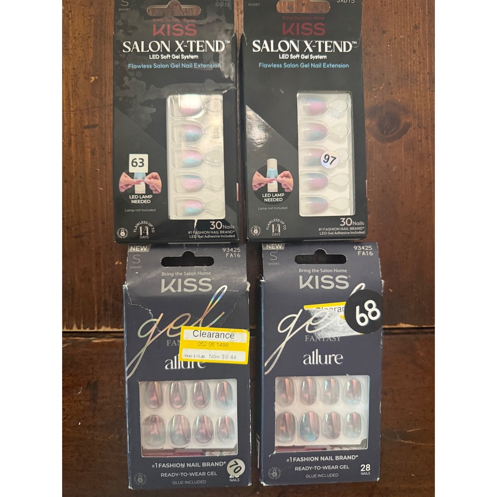 KISS Salon X-Tend LED Soft Gel & Gel Fantasy Allure Press On Nail Bundle 4ct
